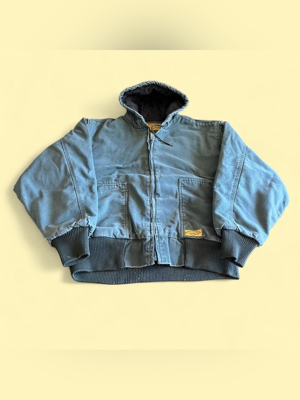 Vintage Teal Green Canvas Hooded Work Jacket L Diamondback Carhartt Style